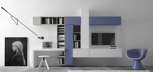 Kék fehér nappali bútor - living room