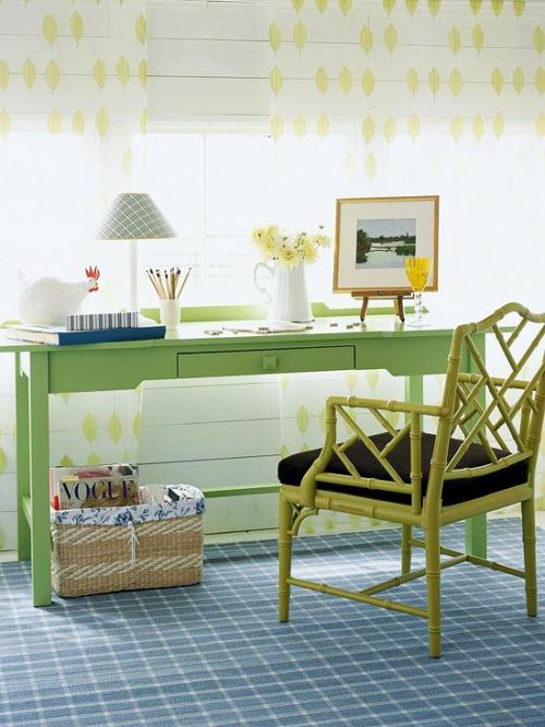 Diszkrét dolgozósarok zöld íróasztallal