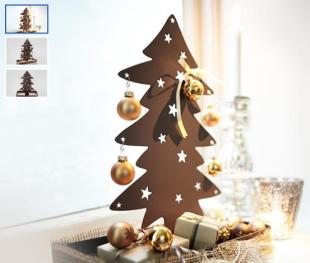 Asztali díszfenyő, tálcával