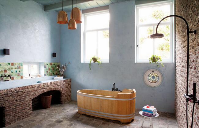 Fürdőszoba fakáddal