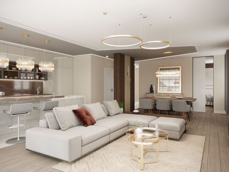 Modern lakás látványtervek - Szűcs Klára lakberendező nappali