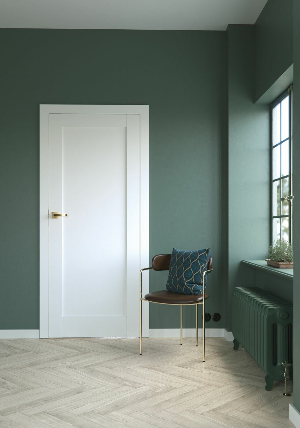 Fehér ajtó zöld fal