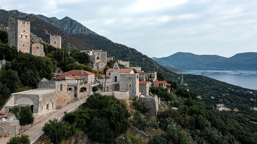 Kis görögországi falu látképe