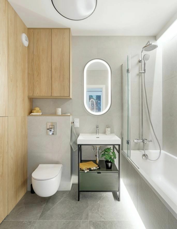 Modern fürdőszoba leddel megvilágított káddal