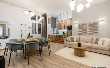 Földszínek és pasztell árnyalatok alkotják ennek a 91 m2-es budapesti lakásnak a színvilágát